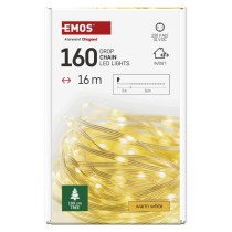 LED božična drop veriga, 16 m, zunanja in notranja, topla bela, časovnik