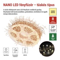 LED nano fényfüzér tekercsen, rézszínű, 14,4 m, meleg fehér, időzítő