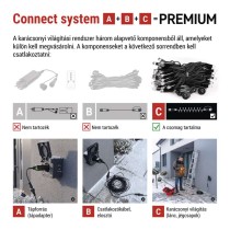 Premium LED sorolható füzér, villogó, 10 m, kültéri, meleg/hideg fehér