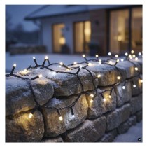 Premium LED sorolható füzér, villogó, 10 m, kültéri, meleg/hideg fehér