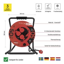 Gummi-Kabeltrommel – 4 Steckdosen, 50m, 2,5mm2 