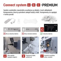 Premium LED spojovacia reťaz blikajúca biela – cencúle, 3 m, vonkajšia, teplá biela