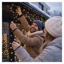 Premium LED ühendatav valguskett must – jääpurikad, 3 m, õue, külm valge