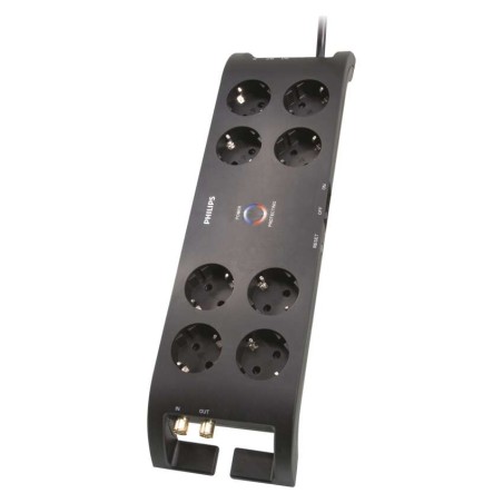 Prepäťová ochrana PHILIPS 8 zásuviek 3m SCHUKO čierna