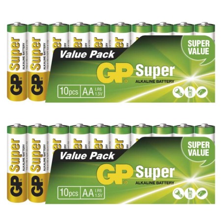 GP Super Alkáli elemcsomag LR6 (AA) 20db/fólia