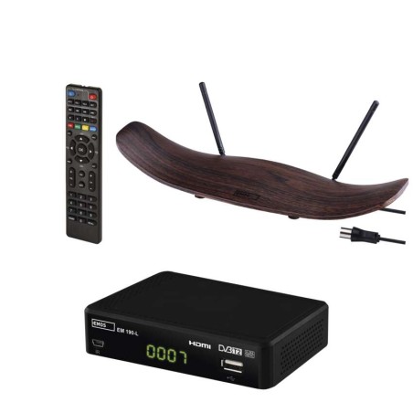 Zestaw dekoder DVB T2 + antena pokojowa EM-9041