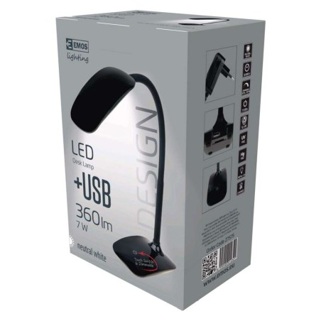 LED stolní lampa MA66-D s USB, černá