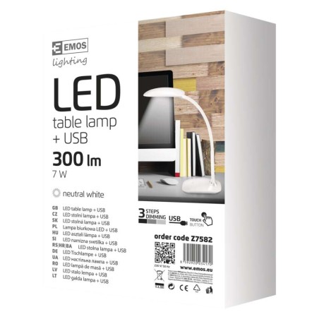 LED stolní lampa MA66D, bílá s USB