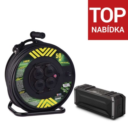 Sada gumový prodlužovací kabel 50m/2,5mm2 a soundbox BOOMER