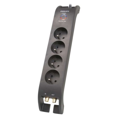 Přepěťová ochrana PHILIPS 4 zásuvky 2m garance 150000€,černá
