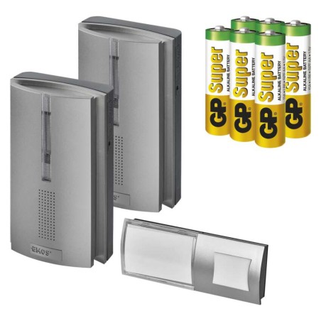 Drahtlose Türklingel Set: Batteriebetriebene Funkklingel P5763 (3× AA)+Repeat., inkl. Bat.