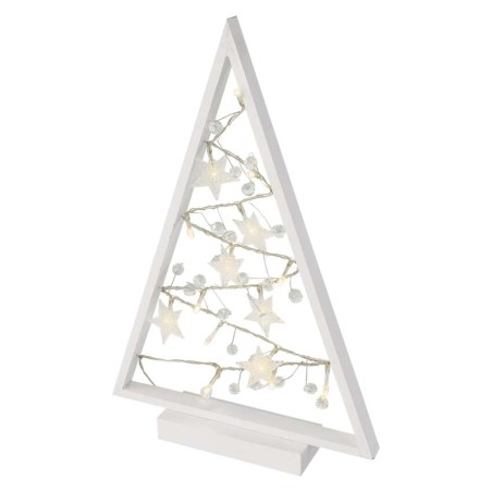 LED Deko – Beleuchteter Baum mit Ornamenten, 40 cm, 2x AA, Innen, warmweiss, Timer