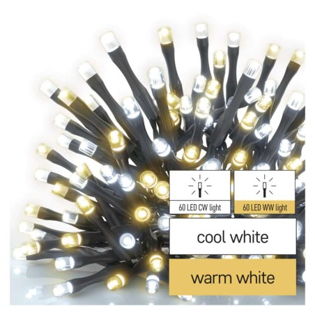 LED Weihnachtliche Lichterkette, 12 m, Außen/Innen, warmweiß/kaltweiß, Timer