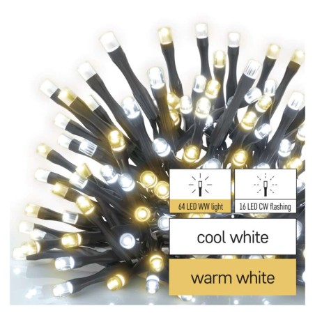 LED Weihnachtliche Lichterkette, blinkend, 8 m, Außen/Innen, warmweiß/kaltweiß, Timer