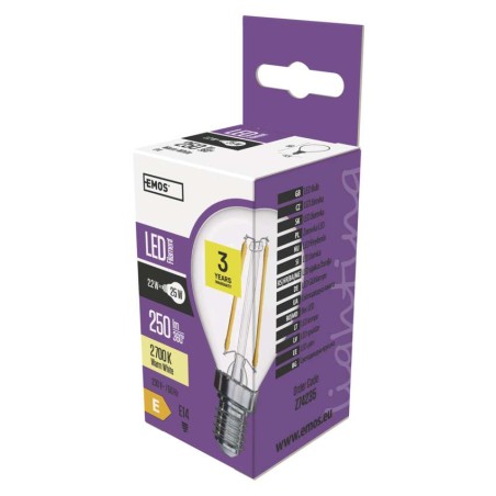 LED izzó Filament Mini Globe / E14 / 2,2 W (25 W) / 250 lm / meleg fehér