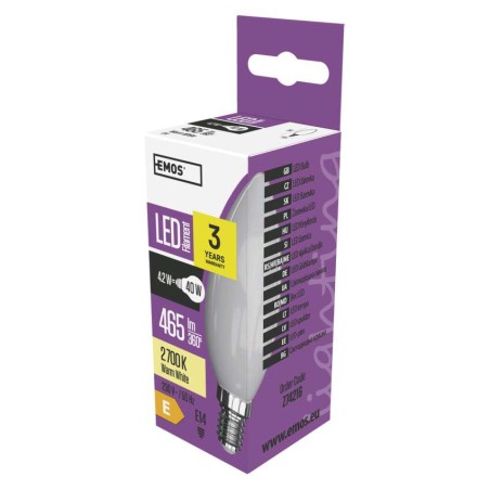 LED izzó Filament gyertya / E14 / 4,2 W (40 W) / 465 lm / meleg fehér