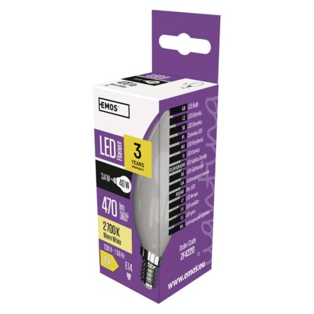 LED izzó Filament gyertya / E14 / 3,4 W (40 W) / 470 lm / meleg fehér