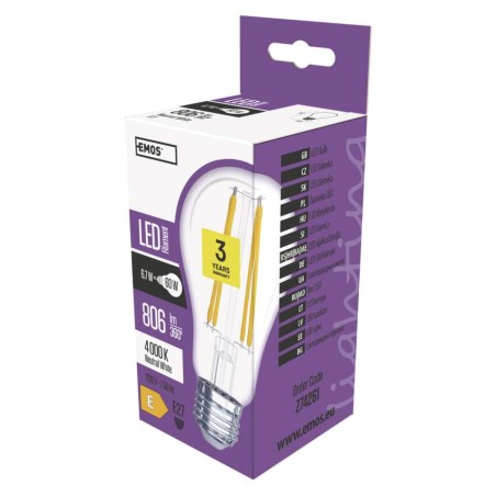 LED izzó Filament A60 / E27 / 6,7 W (60 W) / 806 lm / természetes fehér