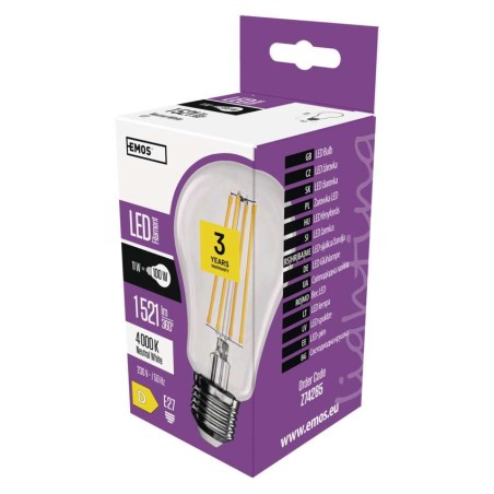 LED izzó Filament A60 / E27 / 11 W (100 W) / 1 521 lm / természetes fehér