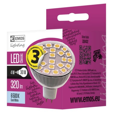 LED žiarovka Classic MR16 4W GU5,3 studená biela