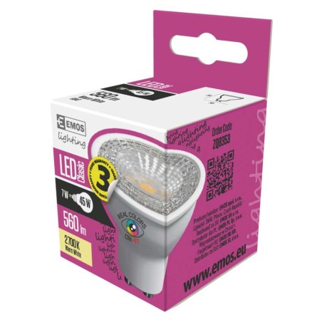 EMOS Classic LED izzó MR16 GU10 7W 560lm Ra96 meleg fehér