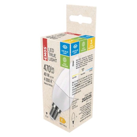 LED izzó True Light gyertya / E14 / 4,2 W (40 W) / 470 lm / természetes fehér