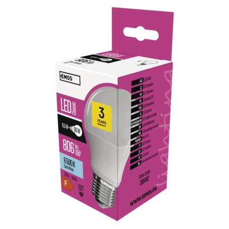 LED izzó Classic A60 / E27 / 8,5 W (60 W) / 806 lm / hideg fehér