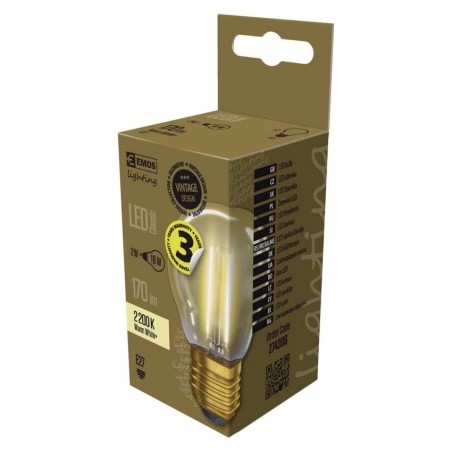EMOS Vintage LED izzó kisgömb E27 2W 170lm meleg fehér+