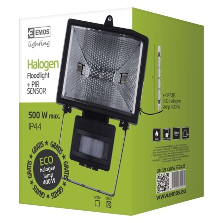 Halogenový reflektor s pohybovým čidlem, 500W černý