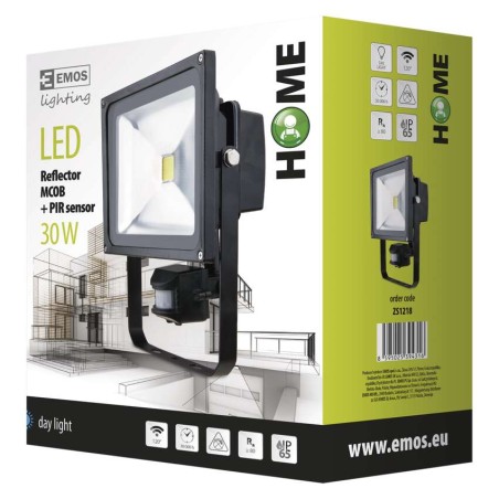 LED reflektor HOME MCOB s pohybovým čidlem, 30W denní bílá