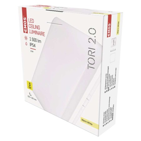 LED svetilo nadometno TORI, kvadratno, 15W, IP54, toplo bela