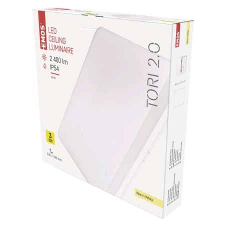 LED Deckenleuchte TORI, eckig, weiss 24W warm w., IP54