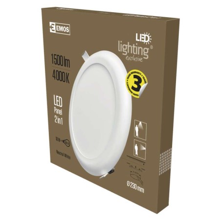 Panel LED okrągły 2w1 18W IP20 neutralna biel