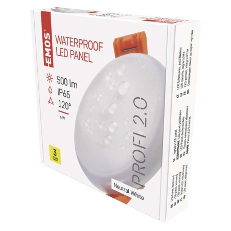 LED Panel 75mm, rund, Einbauleuchte weiss, 6W neut. w., IP65