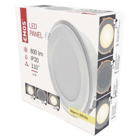 Panel LED wpuszczany okr. 13W IP20 ciepła biel, 3 tryby