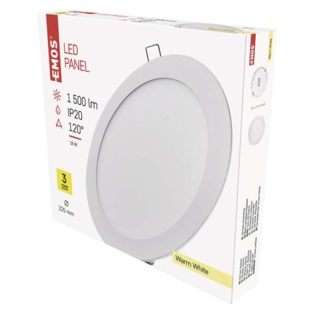 LED panel, okrogel, bel, 18W, toplo bela