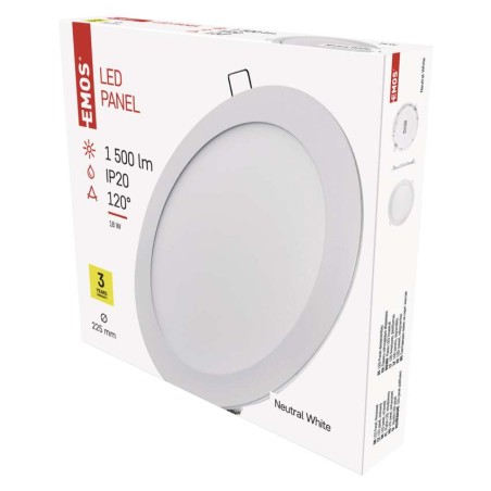 LED panel 220mm, kruhový vstavaný biely, 18W neutrálna biela
