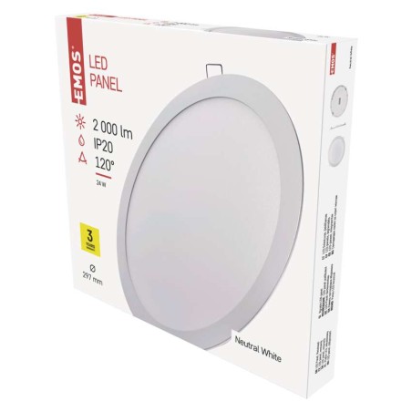Panel LED wpuszczany okrągły 24W IP20 neutralna biel