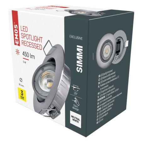 LED Deckenspot SIMMI silber, rund, 5W neutralweiss