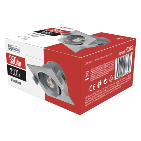 Oczko LED kwadratowe 5W ciepła biel, srebrny