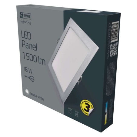 LED panel, kvadratni, srebrn, 18W, nevtralno bela
