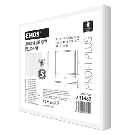 LED panel 60x60, vestavný bílý, 40W neutr. b. UGR CRI>90