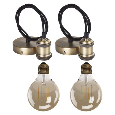 EMOS Vintage LED izzó G95 E27 4W 380lm meleg fehér 2db + 2x Vintage függeszték sárgaréz