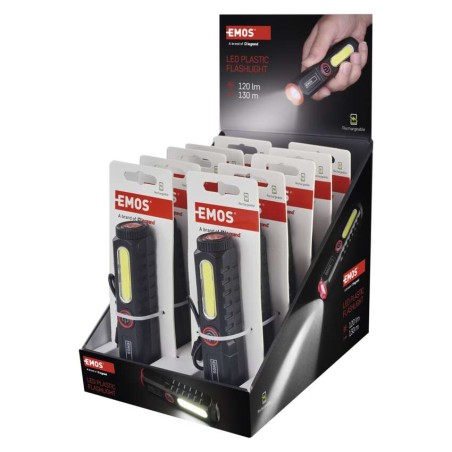 Wiederaufladbare LED-Taschenlampe aus Kunststoff P4720, 120 lm, 10 STCK., display box