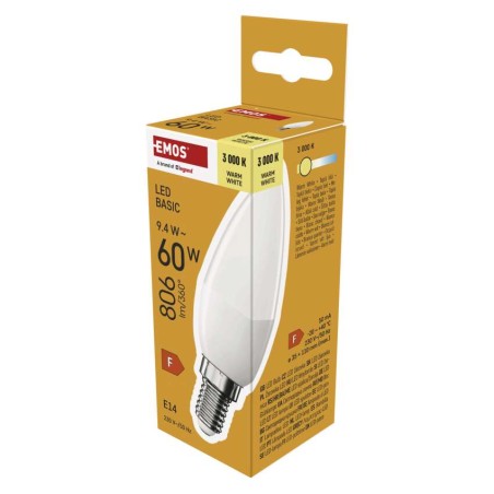 LED Lampe Basic Candle / E14 / 9,4 W (60 W) / 806 lm / Warmweiß