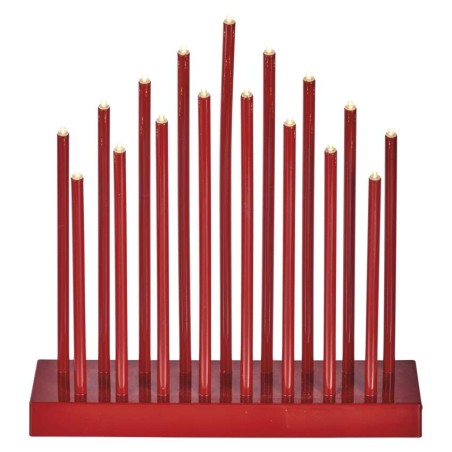 LED Kerzenhalter rot, 28,5 cm, 3x AA, Innen, warmweiss, Timer