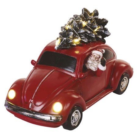 LED Rotes Auto mit Santa, 12,5 cm, 3x AA, Innen, warmweiss
