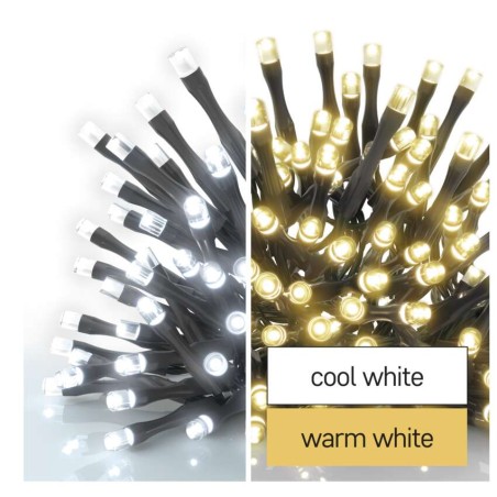 LED Weihnachtliche Lichterkette 2v1, 10 m, Außen/Innen, warm-/kaltweiß, Programme