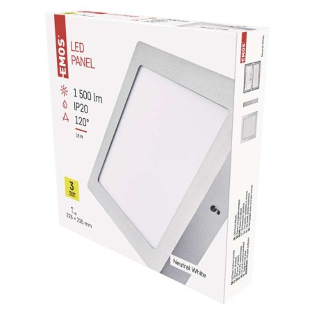 LED Panel 225x225, quadr. Deckenleuchte silber, 18W neut.w.
