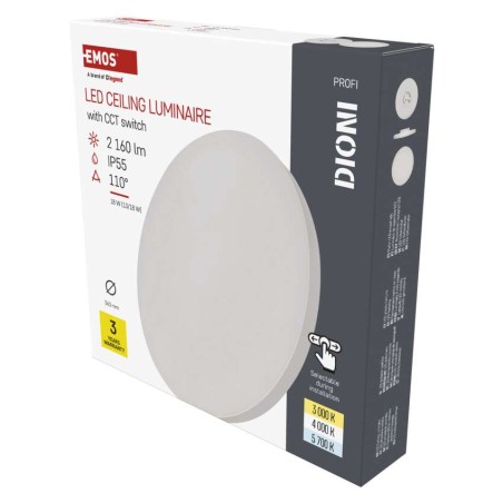 LED-Anbauleuchte DIONI rund, weiß, 18W, mit Farbtemperatur-Änderung